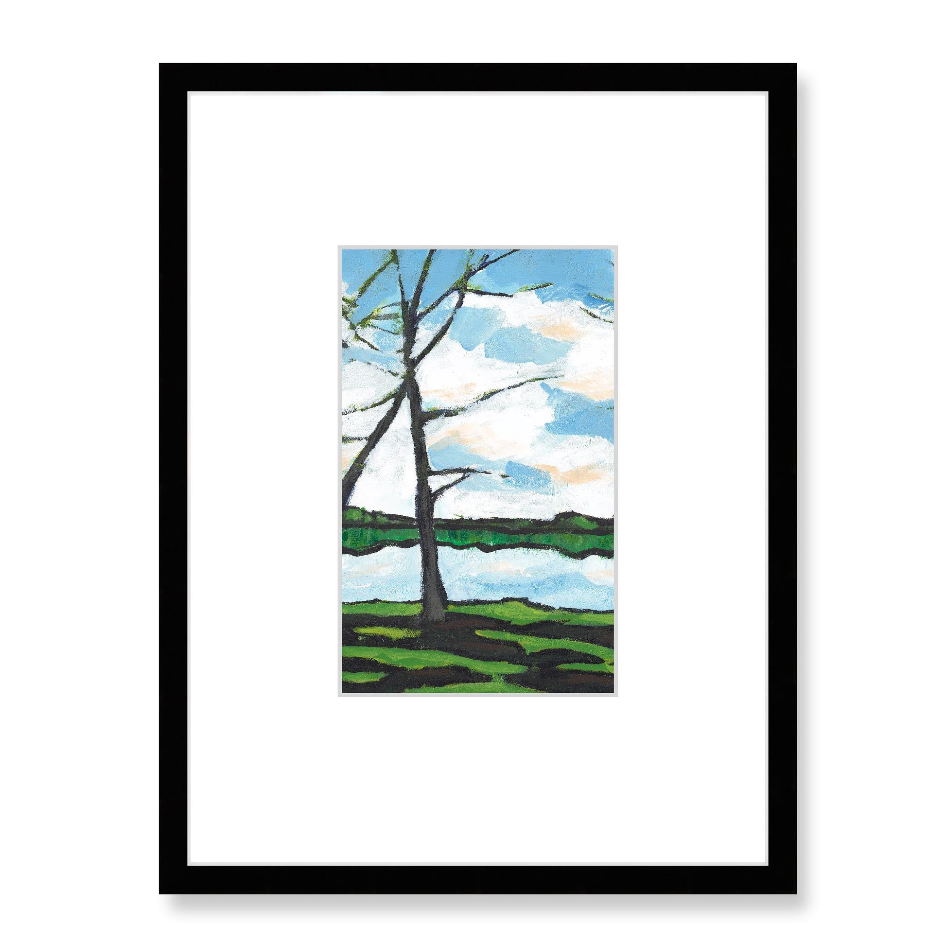 Framed Fine Art Print, Faux Mat - 18x24 inches | Lakeshore in Acrylic FMV-1100-002, Prints, Fine art, Black Frame, 45 x 60 cm ,18 x 24 inches