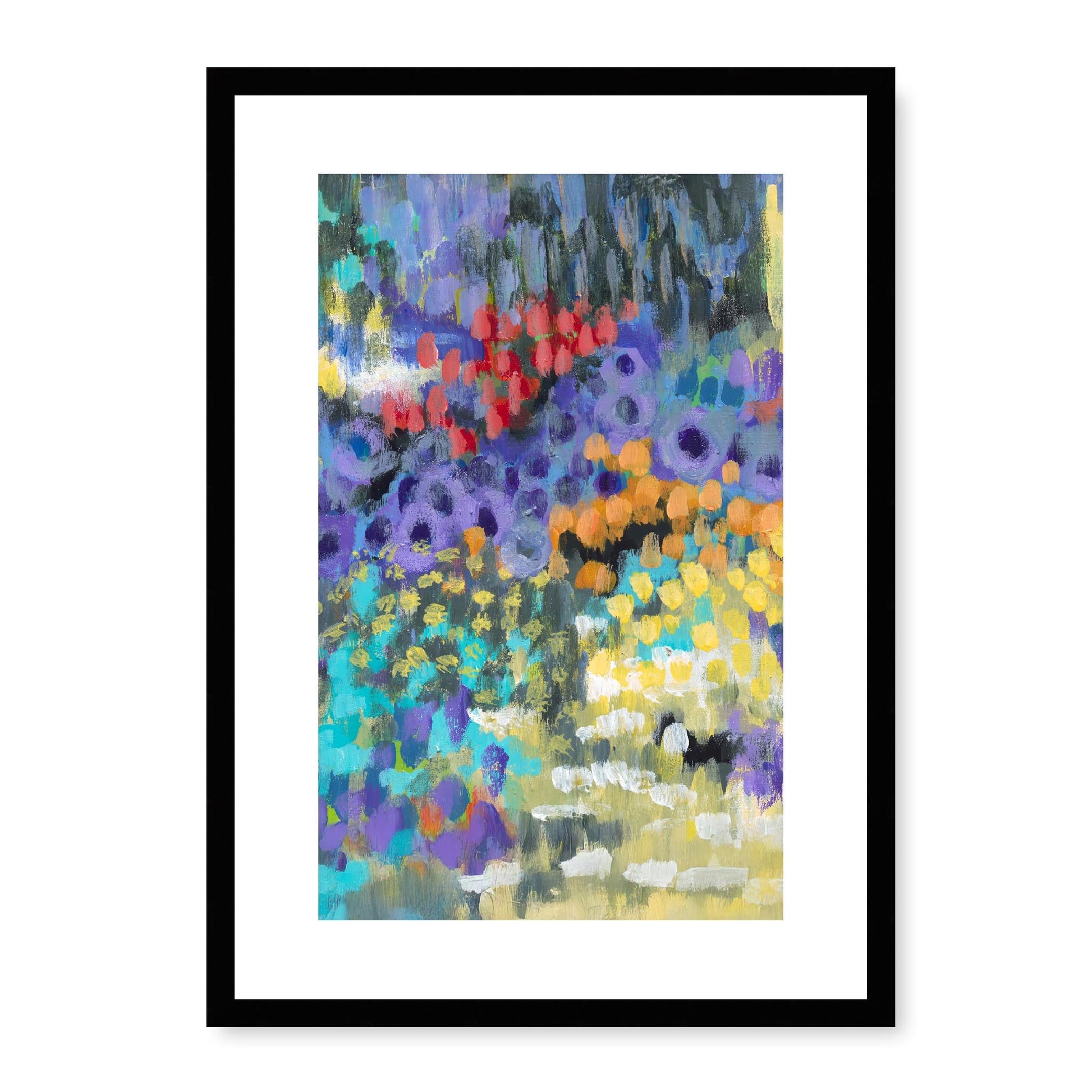 Framed Fine Art Print, White Mat - 14x20 19x28 24x36  | Floral Garden Two in Acrylic, fp2-1000-1145C, , Fine art, Black Frame, 36 x 51 cm ,14 x 20 inches