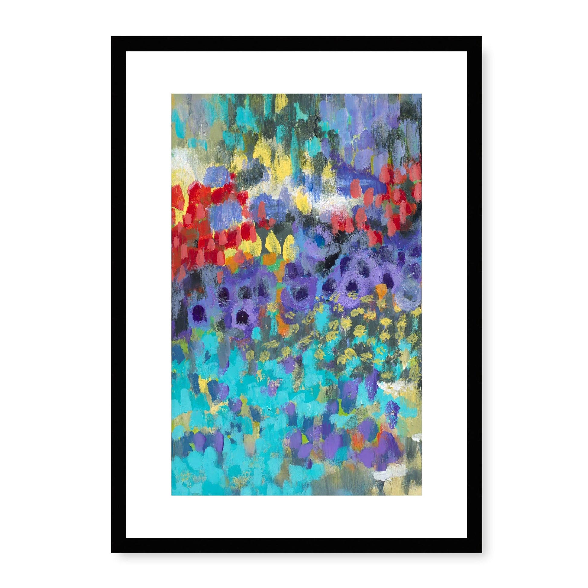 Framed Fine Art Print, White Mat - 11x14 16x20 20x28 | Floral Garden Two in Acrylic, fp2-1000-1145L, Prints, Fine art, Black Frame, 36 x 51 cm ,14 x 20 inches