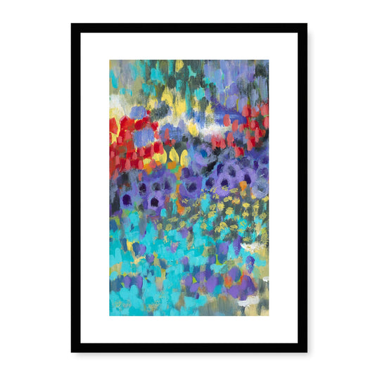 Framed Fine Art Print, White Mat - 11x14 16x20 20x28 | Floral Garden Two in Acrylic, fp2-1000-1145L, Prints, Fine art, Black Frame, 36 x 51 cm ,14 x 20 inches