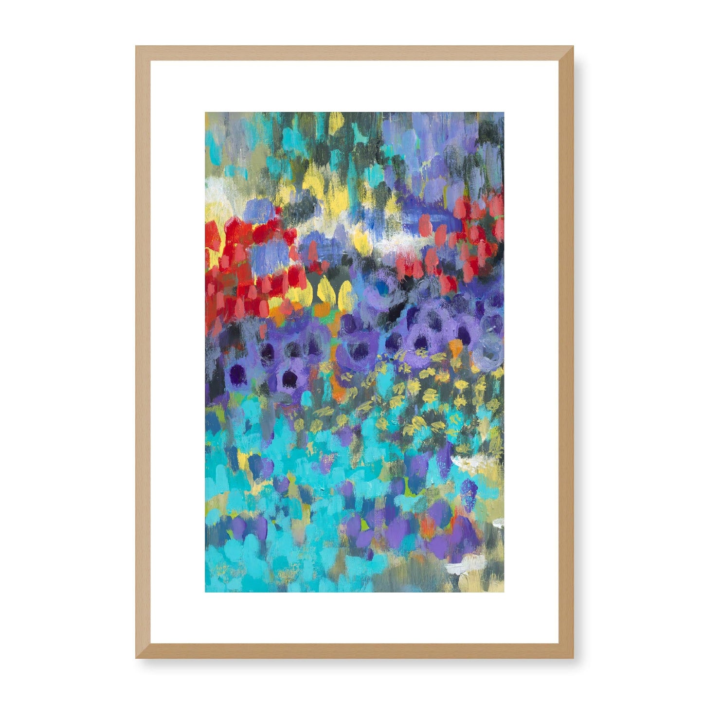 Framed Fine Art Print, White Mat - 11x14 16x20 20x28 | Floral Garden Two in Acrylic, fp2-1000-1145L, Prints, Fine art, Natural Frame, 36 x 51 cm ,14 x 20 inches