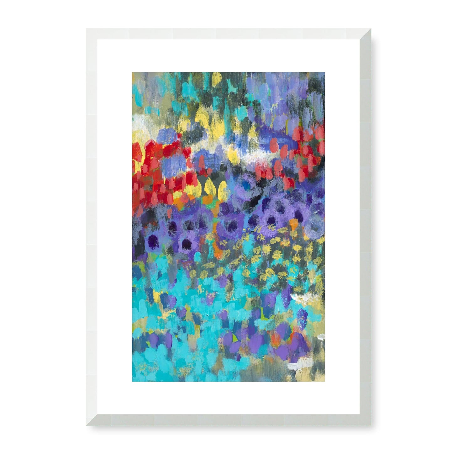 Framed Fine Art Print, White Mat - 11x14 16x20 20x28 | Floral Garden Two in Acrylic, fp2-1000-1145L, Prints, Fine art, White Frame, 36 x 51 cm ,14 x 20 inches