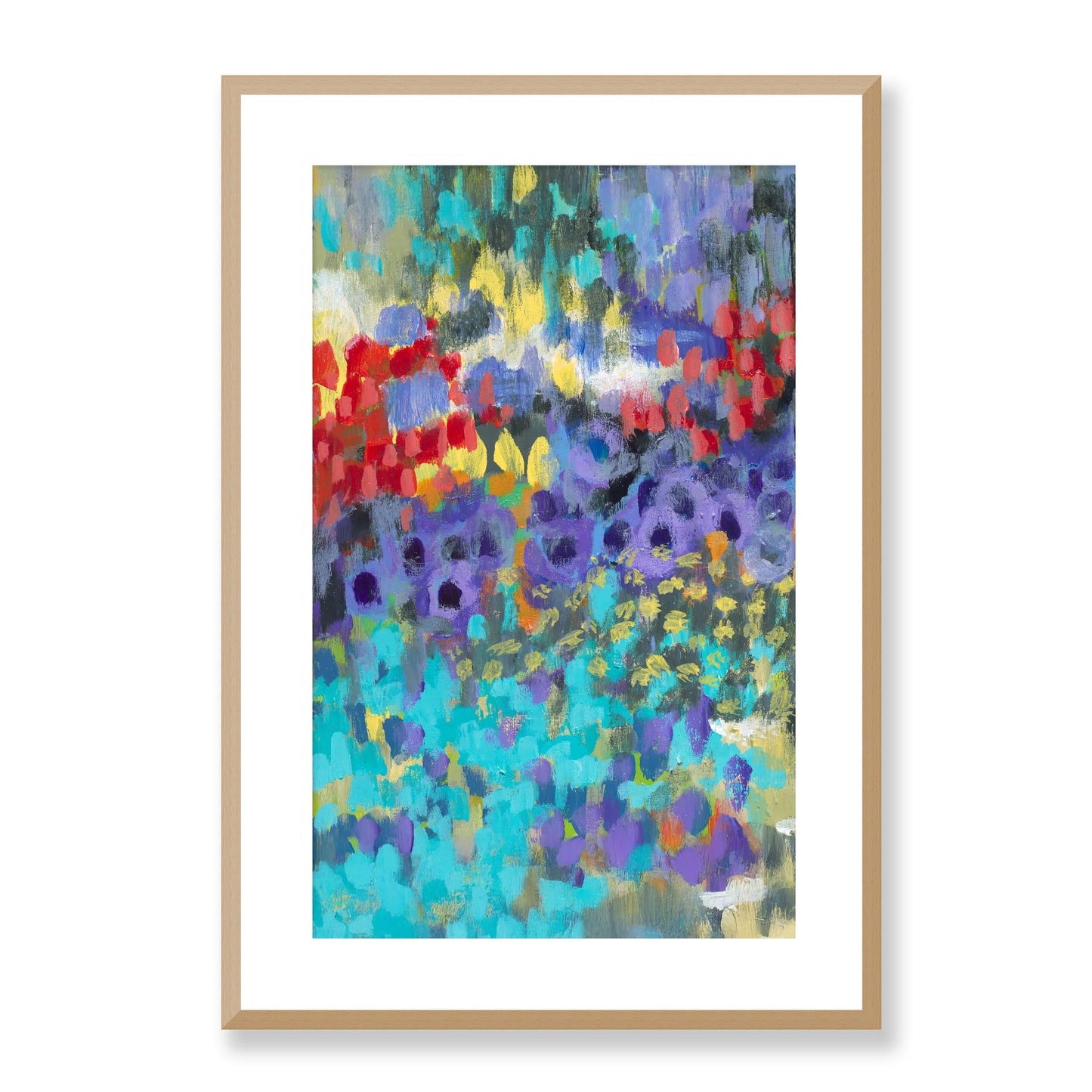 Framed Fine Art Print, White Mat - 11x14 16x20 20x28 | Floral Garden Two in Acrylic, fp2-1000-1145L, Prints, Fine art, Natural Frame, 48 x 71 cm ,19 x 28 inches