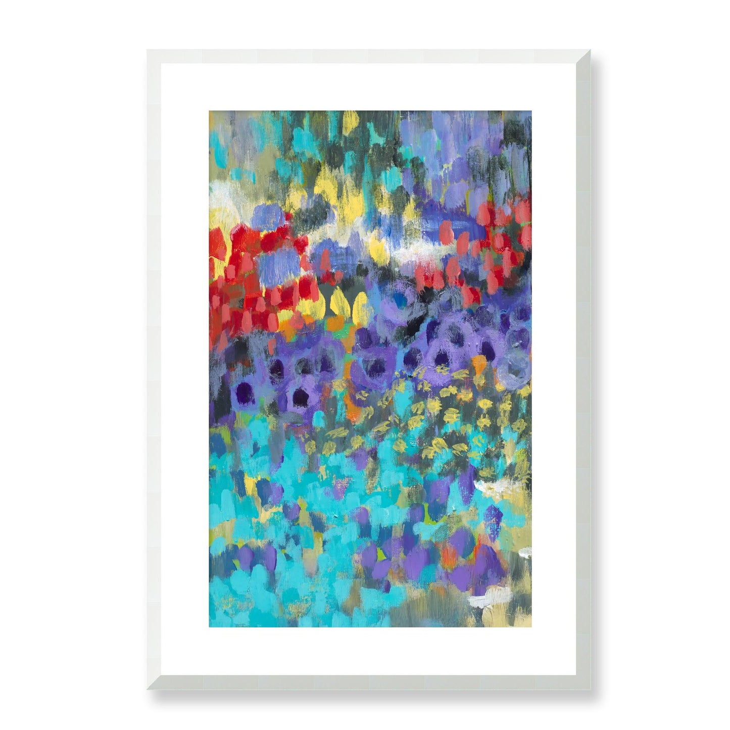 Framed Fine Art Print, White Mat - 11x14 16x20 20x28 | Floral Garden Two in Acrylic, fp2-1000-1145L, Prints, Fine art, White Frame, 48 x 71 cm ,19 x 28 inches