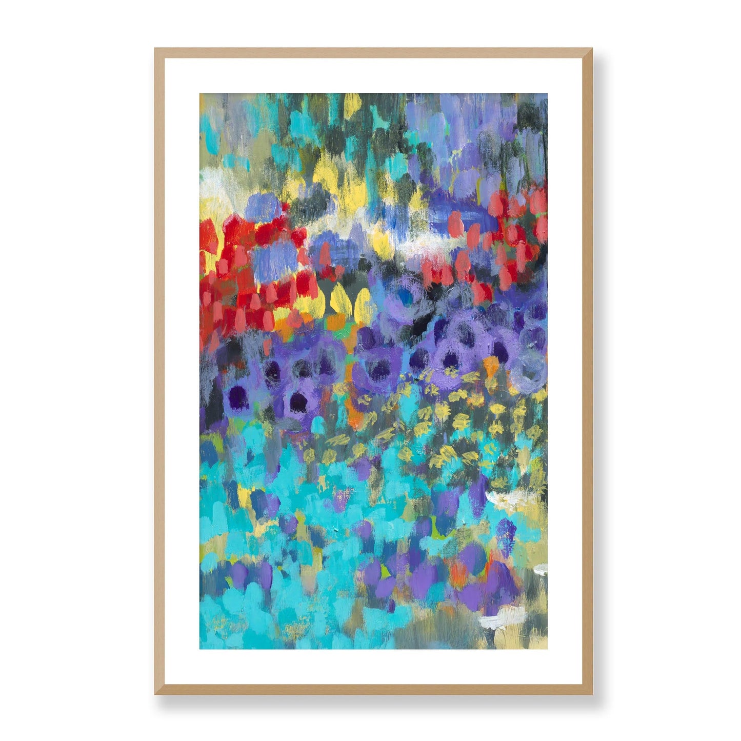 Framed Fine Art Print, White Mat - 11x14 16x20 20x28 | Floral Garden Two in Acrylic, fp2-1000-1145L, Prints, Fine art, Natural Frame, 61 x 91 cm ,24 x 36 inches