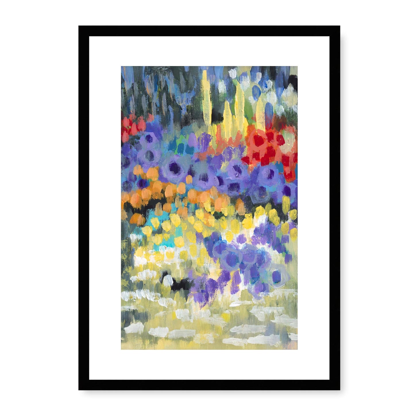 Framed Fine Art Print, White Mat - 11x14 16x20 20x28 | Floral Garden Two in Acrylic, fp2-1000-1145R, Prints, Fine art, Black Frame, 36 x 51 cm ,14 x 20 inches