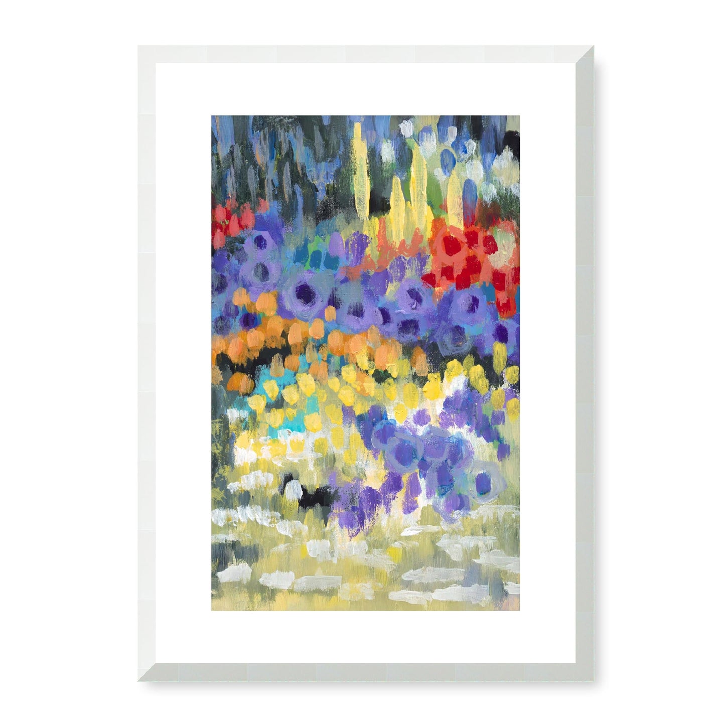 Framed Fine Art Print, White Mat - 11x14 16x20 20x28 | Floral Garden Two in Acrylic, fp2-1000-1145R, Prints, Fine art, White Frame, 36 x 51 cm ,14 x 20 inches