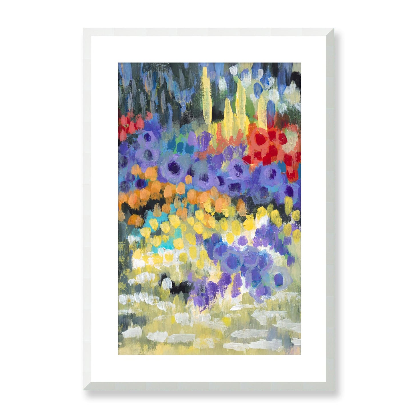 Framed Fine Art Print, White Mat - 11x14 16x20 20x28 | Floral Garden Two in Acrylic, fp2-1000-1145R, Prints, Fine art, White Frame, 48 x 71 cm ,19 x 28 inches