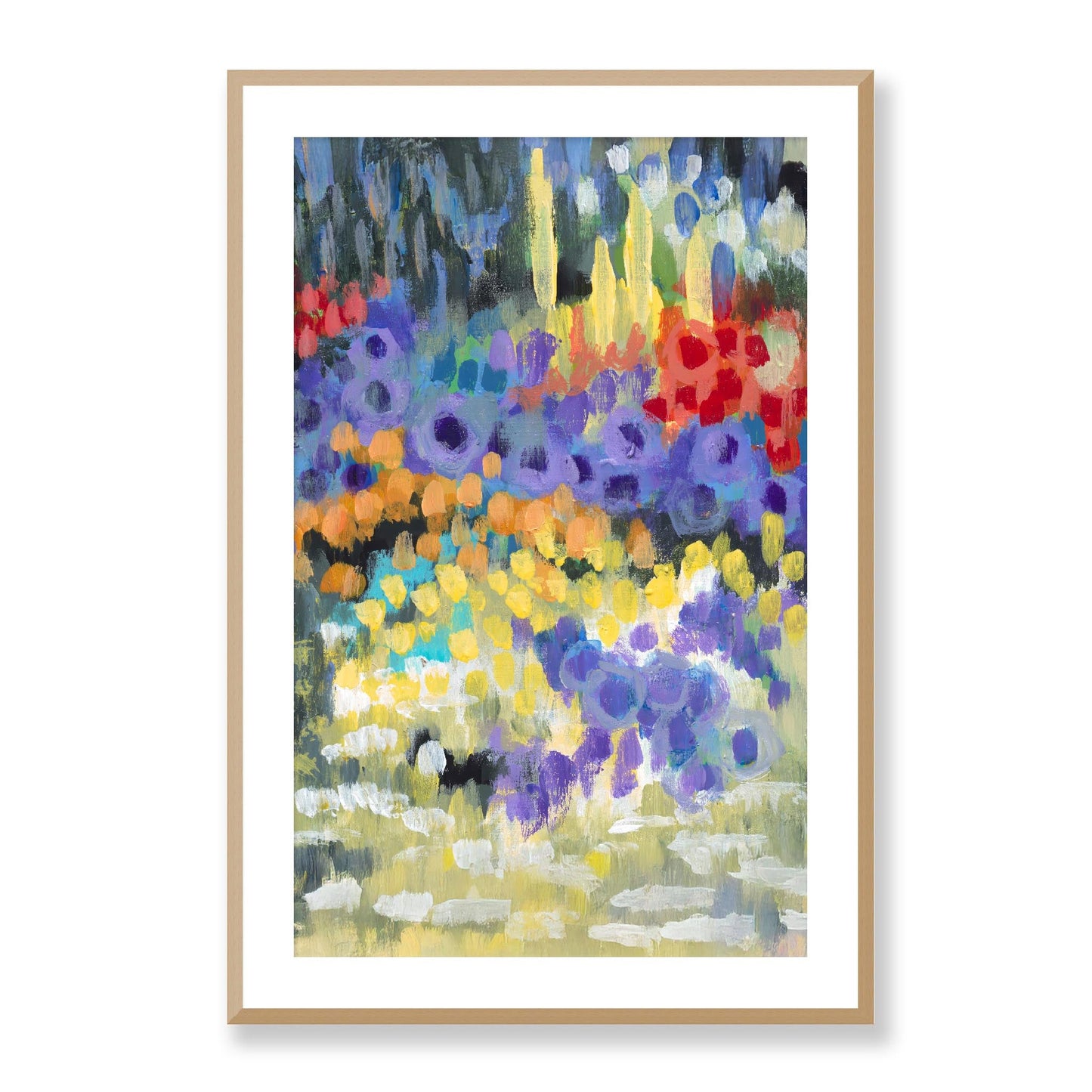 Framed Fine Art Print, White Mat - 11x14 16x20 20x28 | Floral Garden Two in Acrylic, fp2-1000-1145R, Prints, Fine art, Natural Frame, 61 x 91 cm ,24 x 36 inches