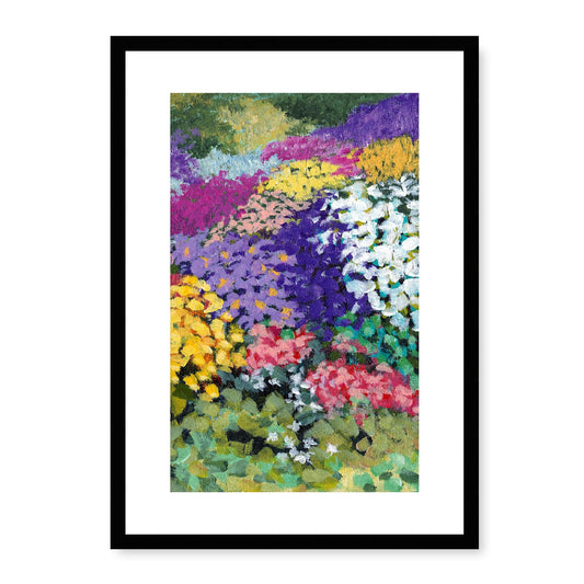 Framed Fine Art Print, White Mat - 11x14 16x20 20x28 | Floral Garden Three in Acrylic, fp2-1000-1147R, Prints, Fine art, Black Frame, 36 x 51 cm ,14 x 20 inches