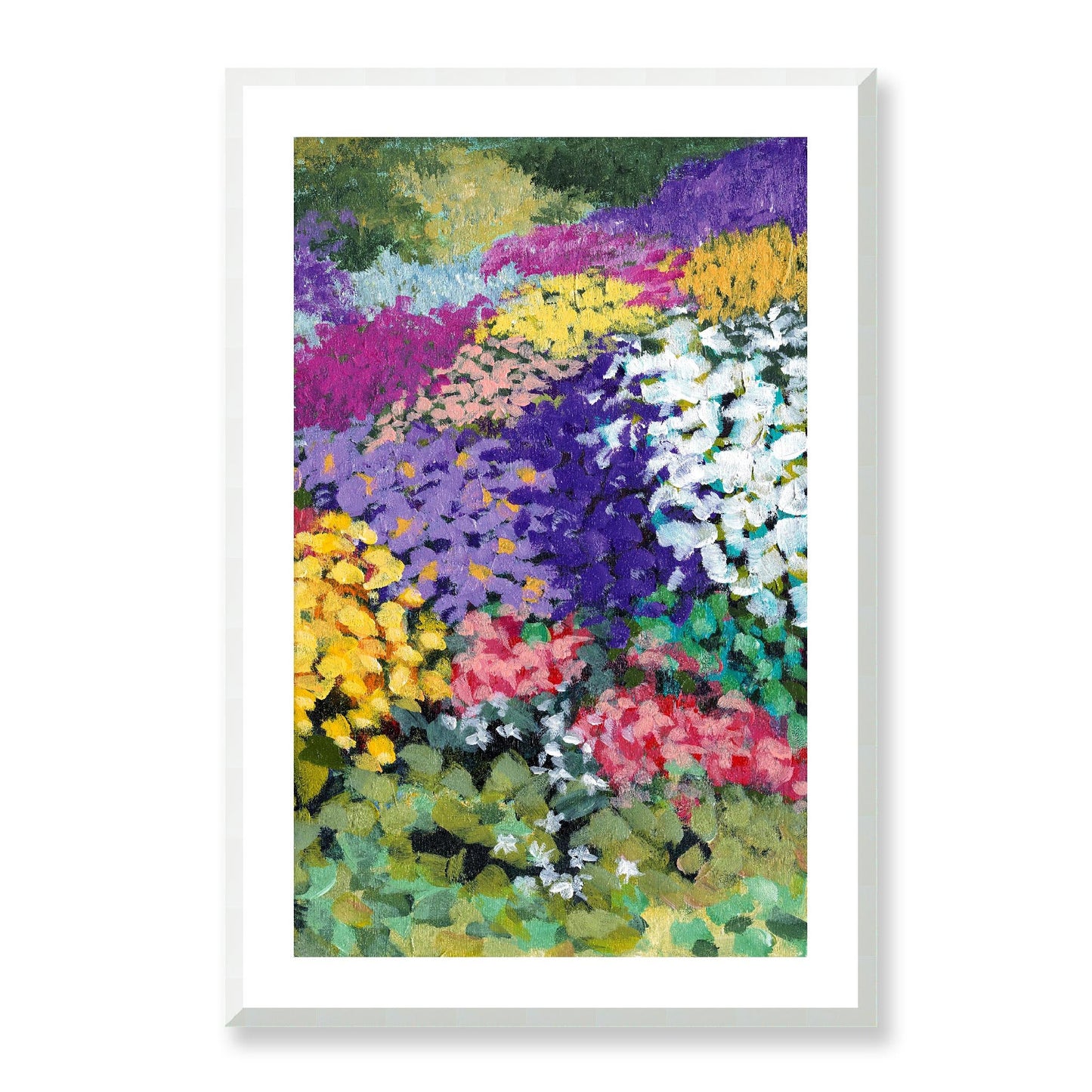 Framed Fine Art Print, White Mat - 11x14 16x20 20x28 | Floral Garden Three in Acrylic, fp2-1000-1147R, Prints, Fine art, White Frame, 61 x 91 cm ,24 x 36 inches
