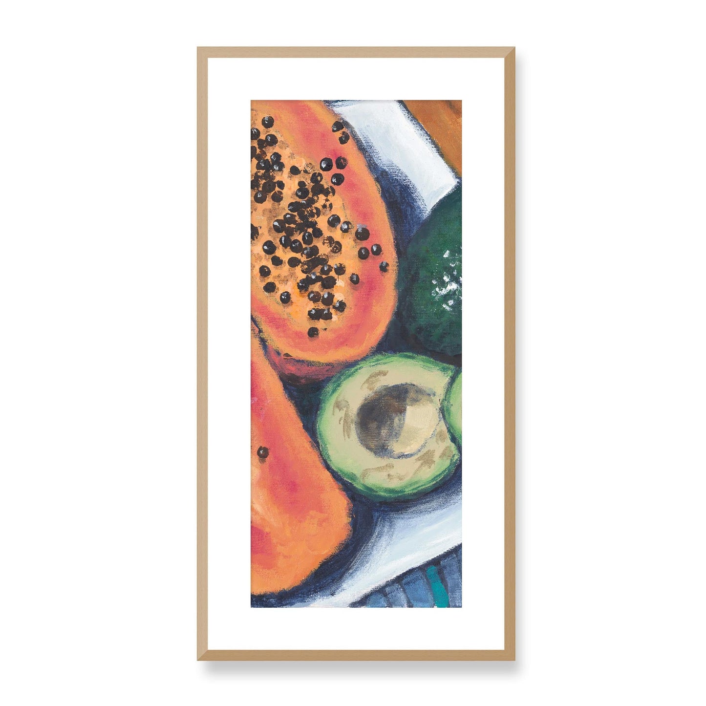 Framed Fine Art Print, White Mat - 16x33 inches | Avocados, FP3-1000-1105-C, Prints, Fine art, Natural Frame, 36 x 71 cm ,14 x 28 inches