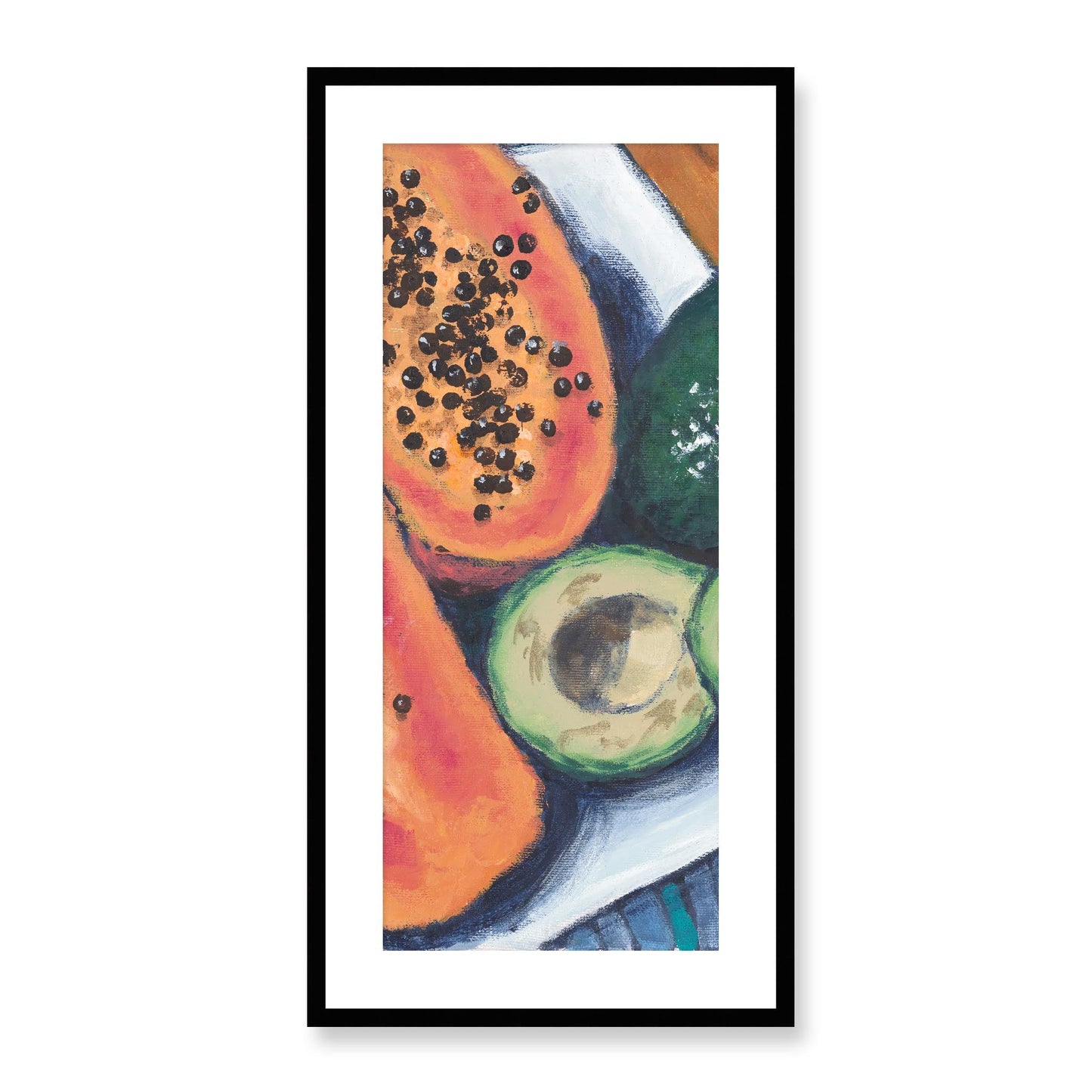 Framed Fine Art Print, White Mat - 16x33 inches | Avocados, FP3-1000-1105-C, Prints, Fine art, Black Frame, 41 x 84 cm ,16 x 33 inches