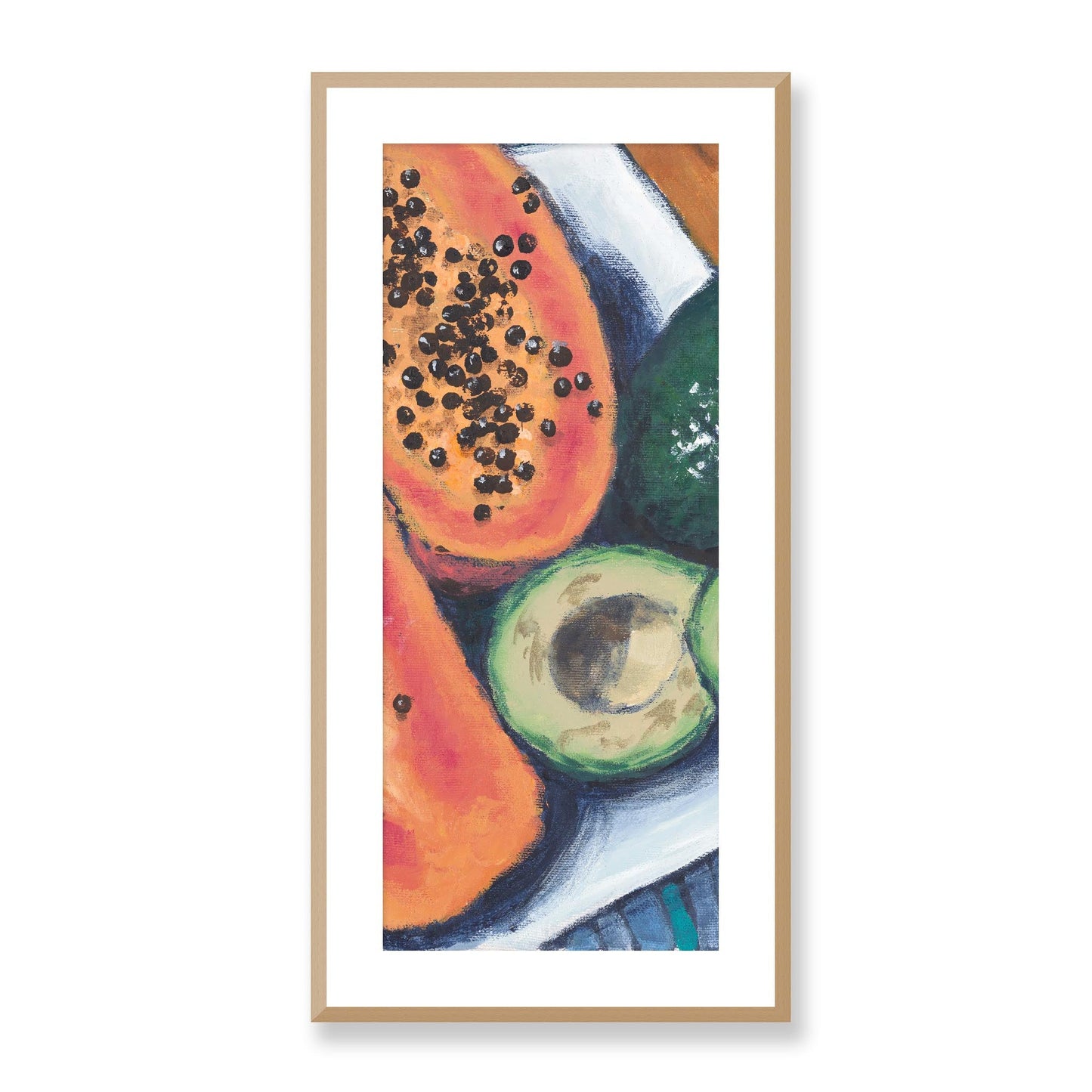 Framed Fine Art Print, White Mat - 16x33 inches | Avocados, FP3-1000-1105-C, Prints, Fine art, Natural Frame, 41 x 84 cm ,16 x 33 inches