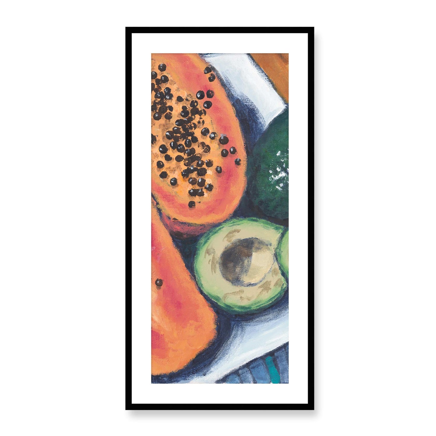 Framed Fine Art Print, White Mat - 16x33 inches | Avocados, FP3-1000-1105-C, Prints, Fine art, Black Frame, 48 x 102 cm ,19 x 40 inches