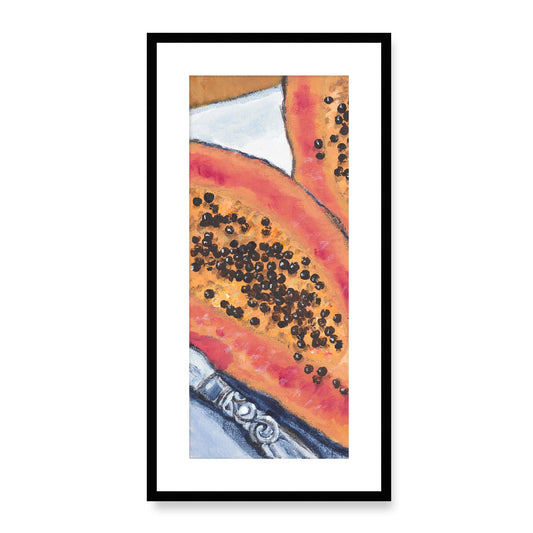 Framed Fine Art Print, White Mat - 16x33 inches | Papaya, FP3-1000-1105-L, Prints, Fine art, Black Frame, 36 x 71 cm ,14 x 28 inches
