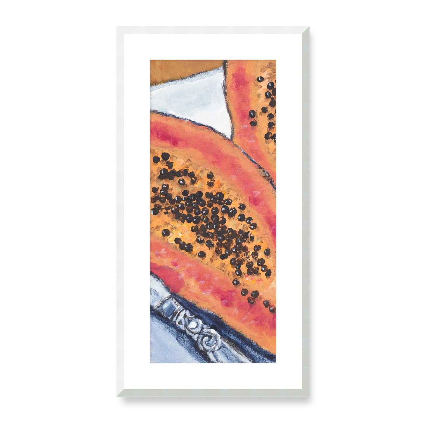 Framed Fine Art Print, White Mat - 16x33 inches | Papaya, FP3-1000-1105-L, Prints, Fine art, White Frame, 36 x 71 cm ,14 x 28 inches