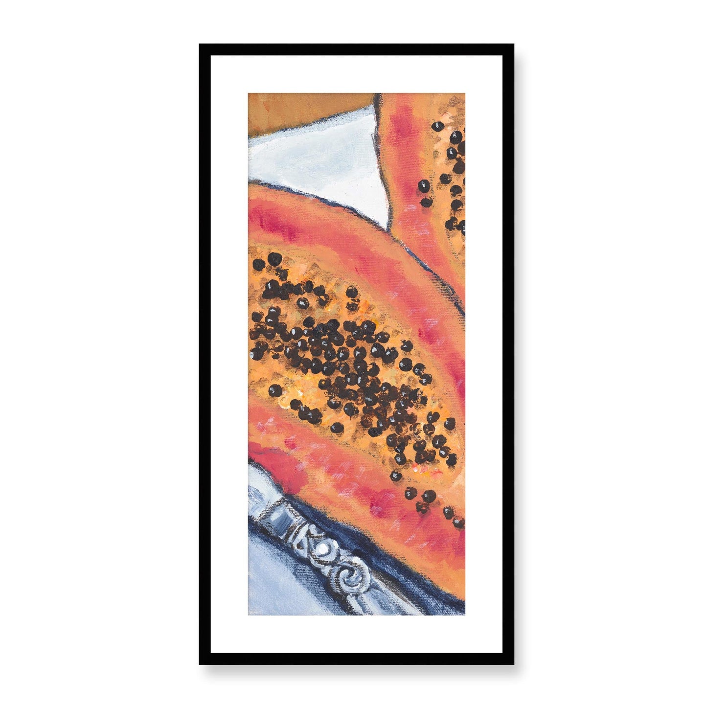 Framed Fine Art Print, White Mat - 16x33 inches | Papaya, FP3-1000-1105-L, Prints, Fine art, Black Frame, 41 x 84 cm ,16 x 33 inches