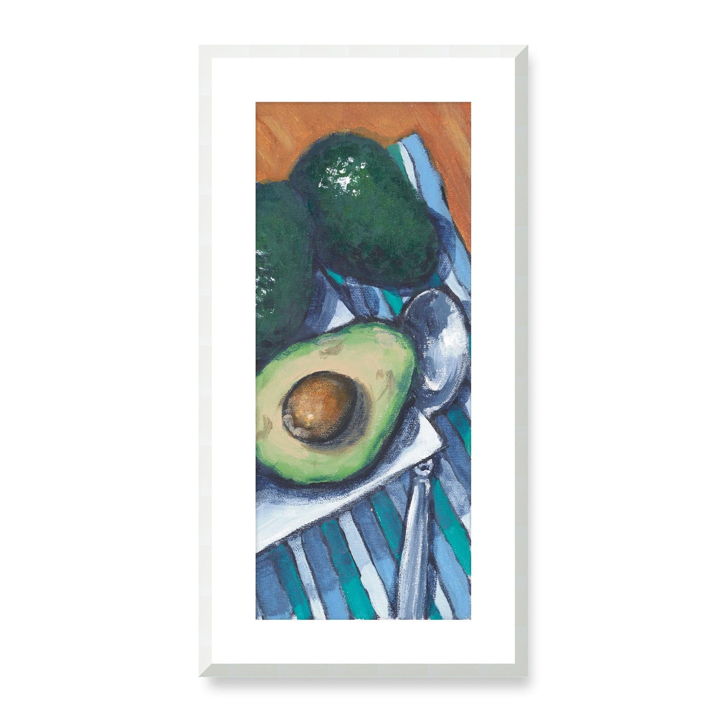 Framed Fine Art Print, White Mat - 16x33 inches | Papaya & Avocados, FP3-1000-1105-R, Prints, Fine art, White Frame, 36 x 71 cm ,14 x 28 inches