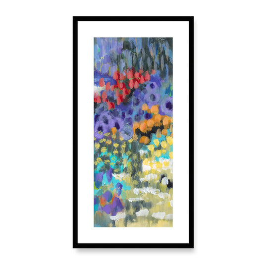 Framed Fine Art Print, White Mat - 16x33 inches | Floral Garden, FP3-1000-1145-C, Prints, Fine art, Black Frame, 36 x 71 cm ,14 x 28 inches