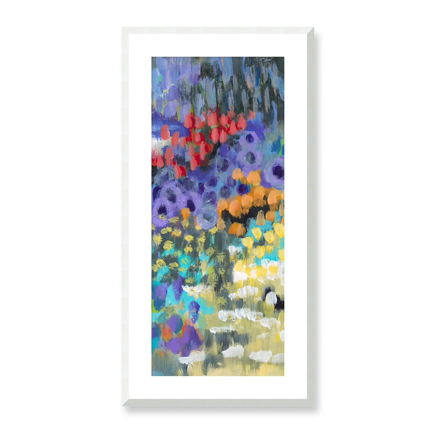 Framed Fine Art Print, White Mat - 16x33 inches | Floral Garden, FP3-1000-1145-C, Prints, Fine art, White Frame, 41 x 84 cm ,16 x 33 inches