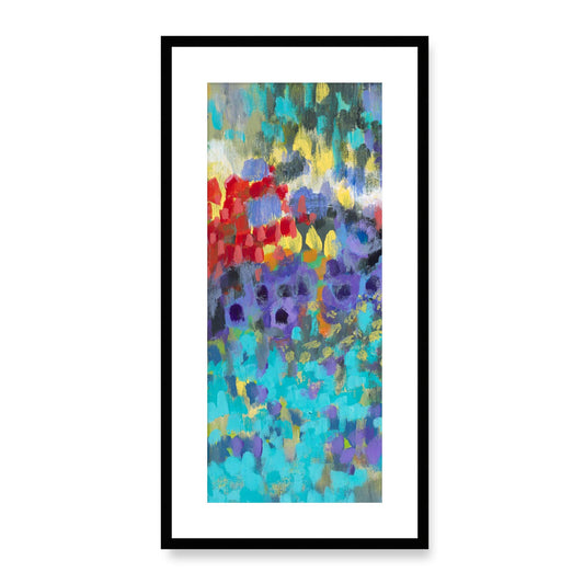 Framed Fine Art Print, White Mat - 16x33 inches | Floral Garden, FP3-1000-1145-L, Prints, Fine art, Black Frame, 36 x 71 cm ,14 x 28 inches