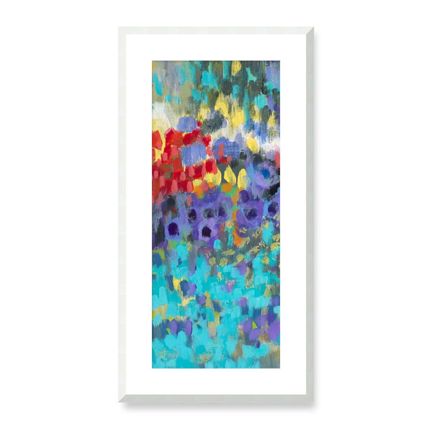Framed Fine Art Print, White Mat - 16x33 inches | Floral Garden, FP3-1000-1145-L, Prints, Fine art, White Frame, 36 x 71 cm ,14 x 28 inches