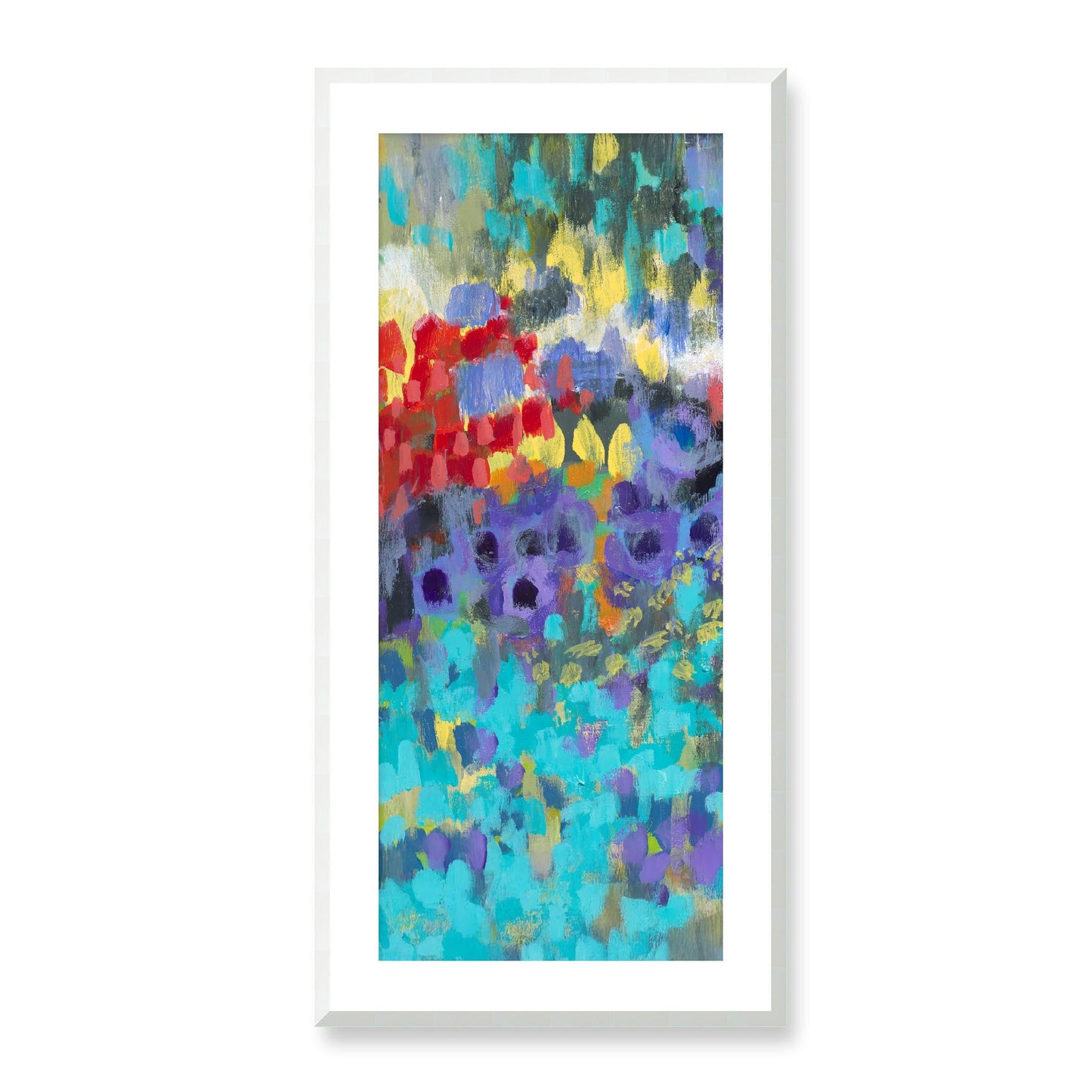 Framed Fine Art Print, White Mat - 16x33 inches | Floral Garden, FP3-1000-1145-L, Prints, Fine art, White Frame, 48 x 102 cm ,19 x 40 inches