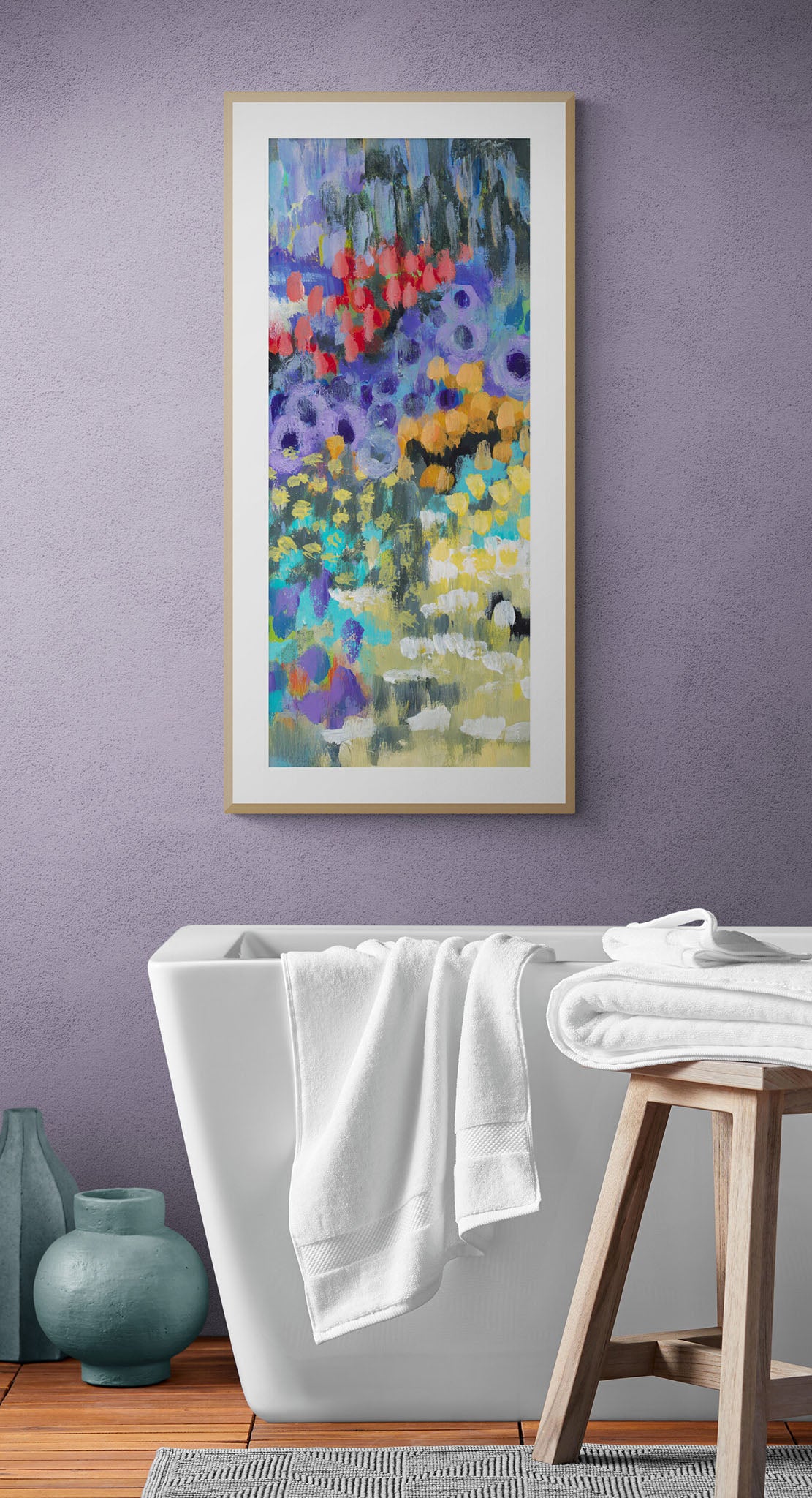 Framed Fine Art Print, White Mat - 14x28 16x33 19x40 inches | Floral Garden Two, FP3-1000-1145-C