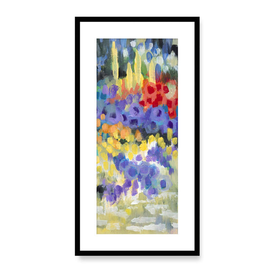 Framed Fine Art Print, White Mat - 16x33 inches | Floral Garden, FP3-1000-1145-R, Prints, Fine art, Black Frame, 36 x 71 cm ,14 x 28 inches