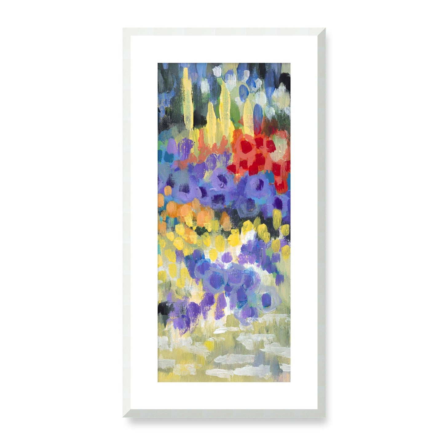 Framed Fine Art Print, White Mat - 16x33 inches | Floral Garden, FP3-1000-1145-R, Prints, Fine art, White Frame, 36 x 71 cm ,14 x 28 inches