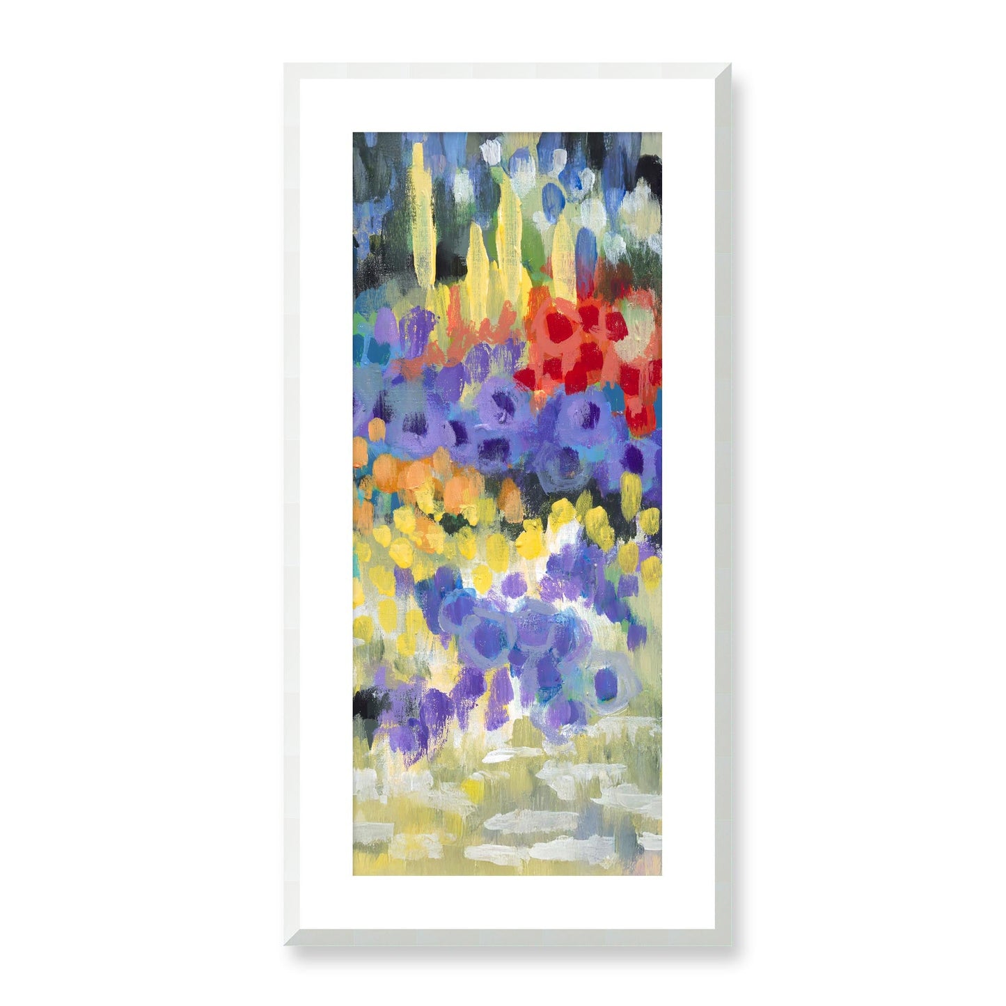 Framed Fine Art Print, White Mat - 16x33 inches | Floral Garden, FP3-1000-1145-R, Prints, Fine art, White Frame, 41 x 84 cm ,16 x 33 inches