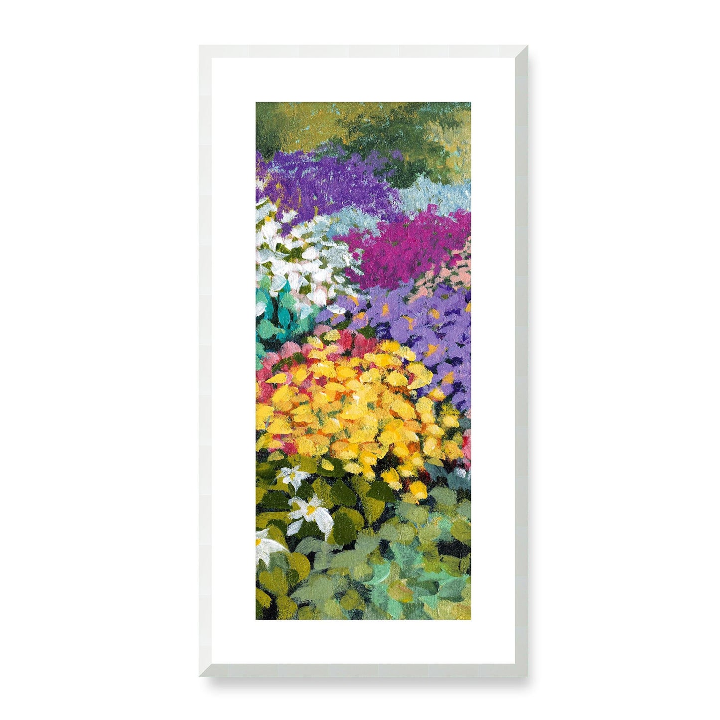 Framed Fine Art Print, White Mat - 16x33 inches | Floral Garden, FP3-1000-1147-C, Prints, Fine art, White Frame, 36 x 71 cm ,14 x 28 inches