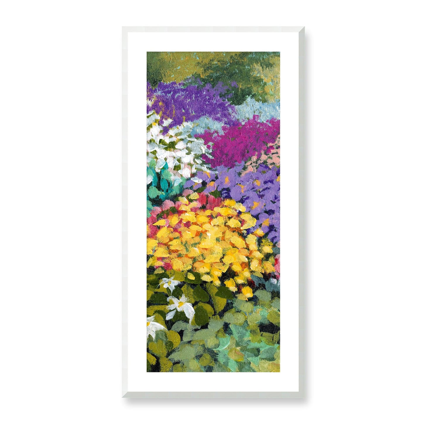 Framed Fine Art Print, White Mat - 16x33 inches | Floral Garden, FP3-1000-1147-C, Prints, Fine art, White Frame, 48 x 102 cm ,19 x 40 inches