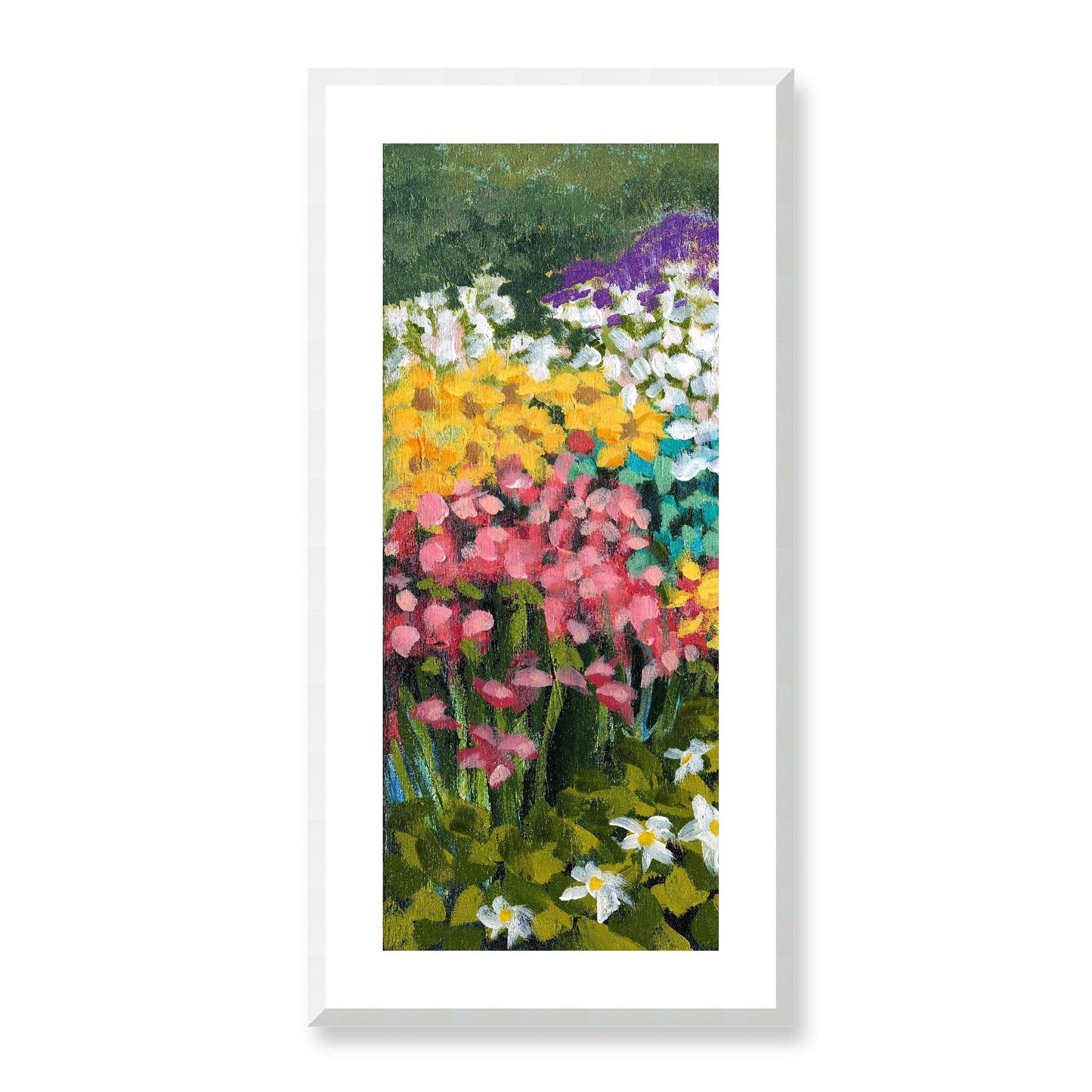 Framed Fine Art Print, White Mat - 16x33 inches | Floral Garden, FP3-1000-1147-L, Prints, Fine art, White Frame, 41 x 84 cm ,16 x 33 inches