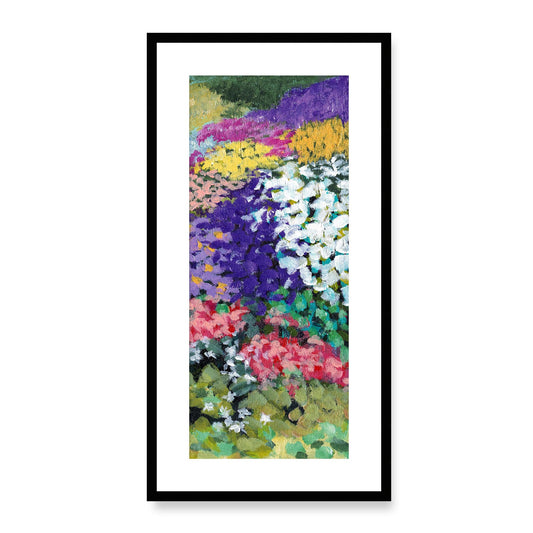 Framed Fine Art Print, White Mat - 16x33 inches | Floral Garden, FP3-1000-1147-R, Prints, Fine art, Black Frame, 36 x 71 cm ,14 x 28 inches