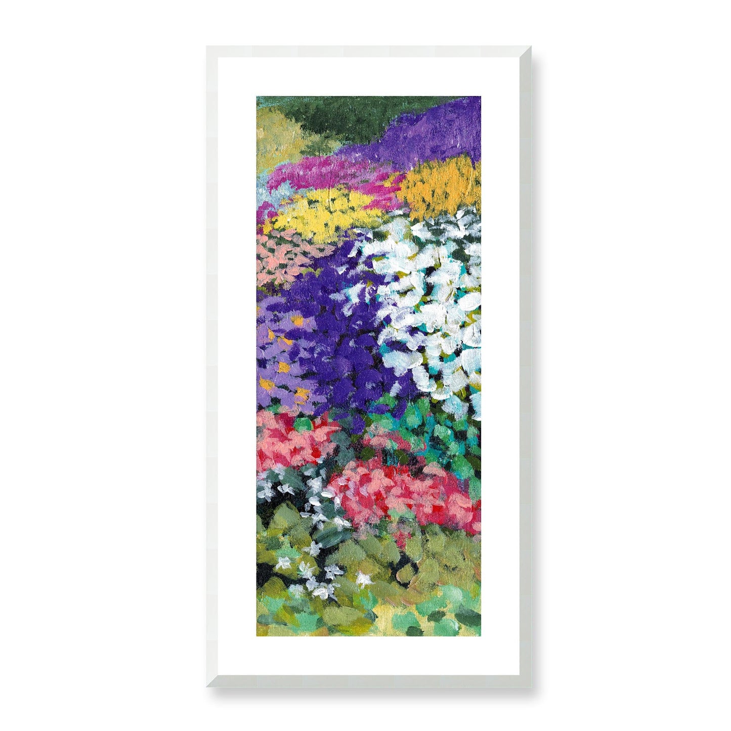 Framed Fine Art Print, White Mat - 16x33 inches | Floral Garden, FP3-1000-1147-R, Prints, Fine art, White Frame, 41 x 84 cm ,16 x 33 inches