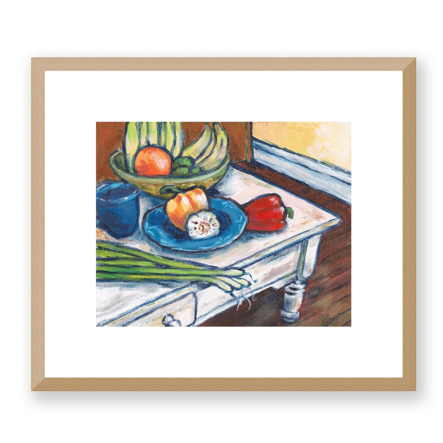 Framed Fine Art Print, White Mat - 14x12 inches | Still Life in Acrylic, FPH-1000-1101, Prints, Fine art, Natural Frame, 36 x 30 cm, 14 x 12 inches