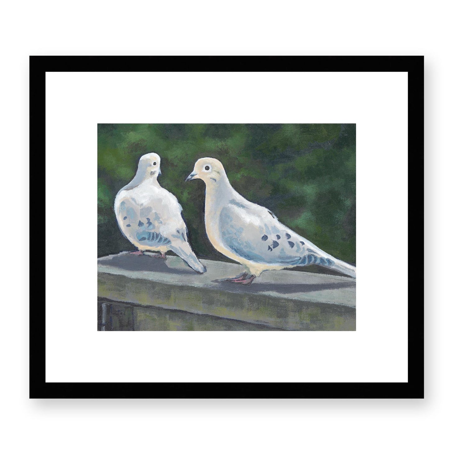 Framed Fine Art Print, White Mat - 14x12 19x16 24x20 29x24 34x28 39x32 inches | Mourning Doves in Acrylic, FPH-1000-1125, Prints, Fine art, Black Frame, 36 x 30 cm, 14 x 12 inches