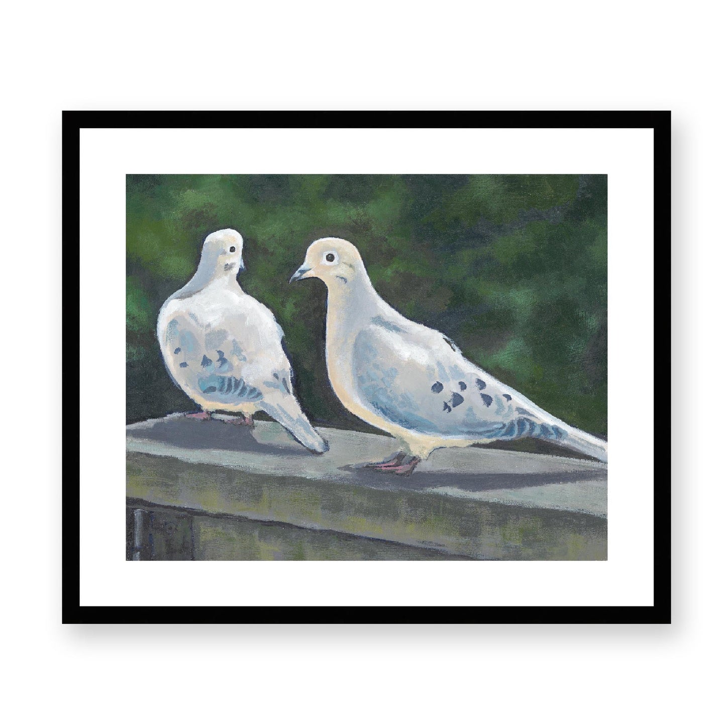 Framed Fine Art Print, White Mat - 14x12 19x16 24x20 29x24 34x28 39x32 inches | Mourning Doves in Acrylic, FPH-1000-1125, Prints, Fine art, Black Frame, 61 x 51 cm, 24 x 20 inches