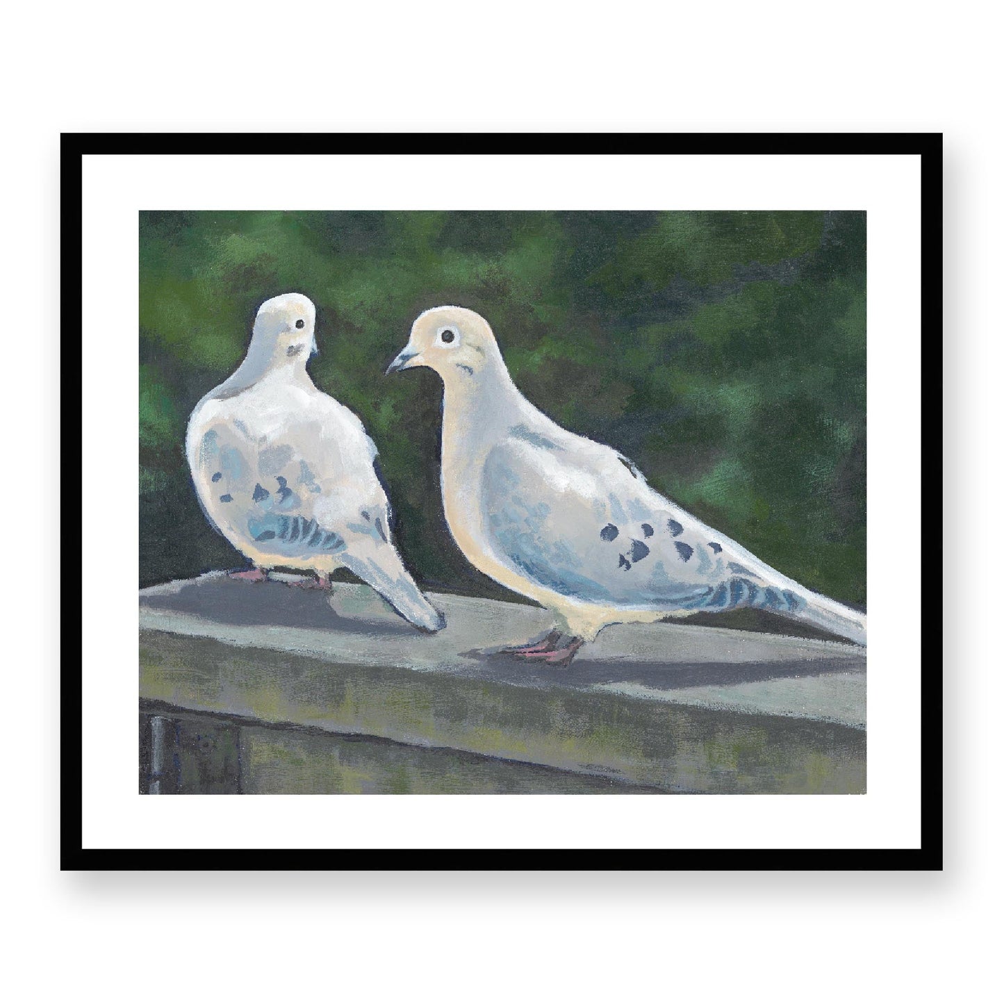 Framed Fine Art Print, White Mat - 14x12 19x16 24x20 29x24 34x28 39x32 inches | Mourning Doves in Acrylic, FPH-1000-1125, Prints, Fine art, Black Frame, 74 x 61 cm, 29 x 24 inches