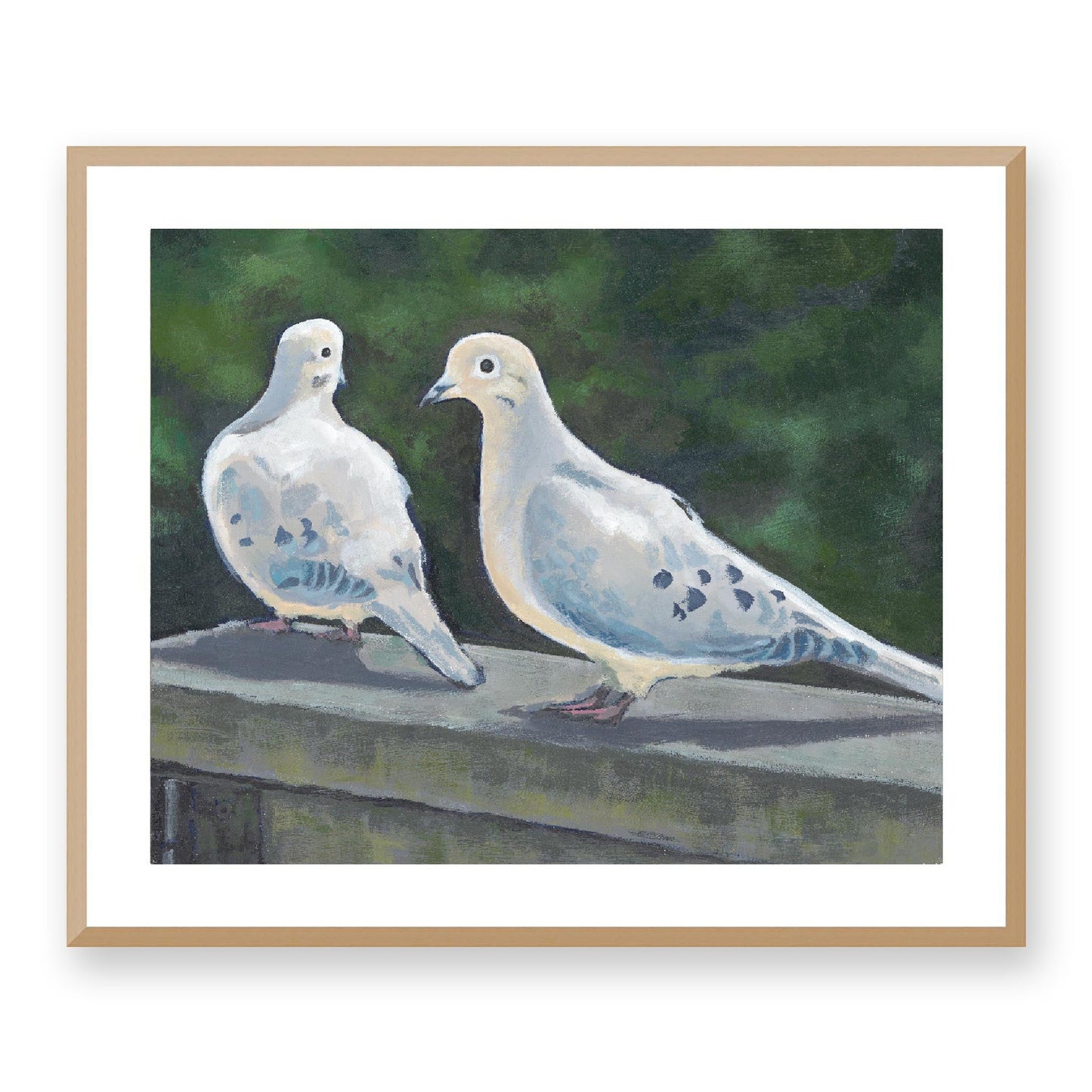Framed Fine Art Print, White Mat - 14x12 19x16 24x20 29x24 34x28 39x32 inches | Mourning Doves in Acrylic, FPH-1000-1125, Prints, Fine art, Natural Frame, 74 x 61 cm, 29 x 24 inches