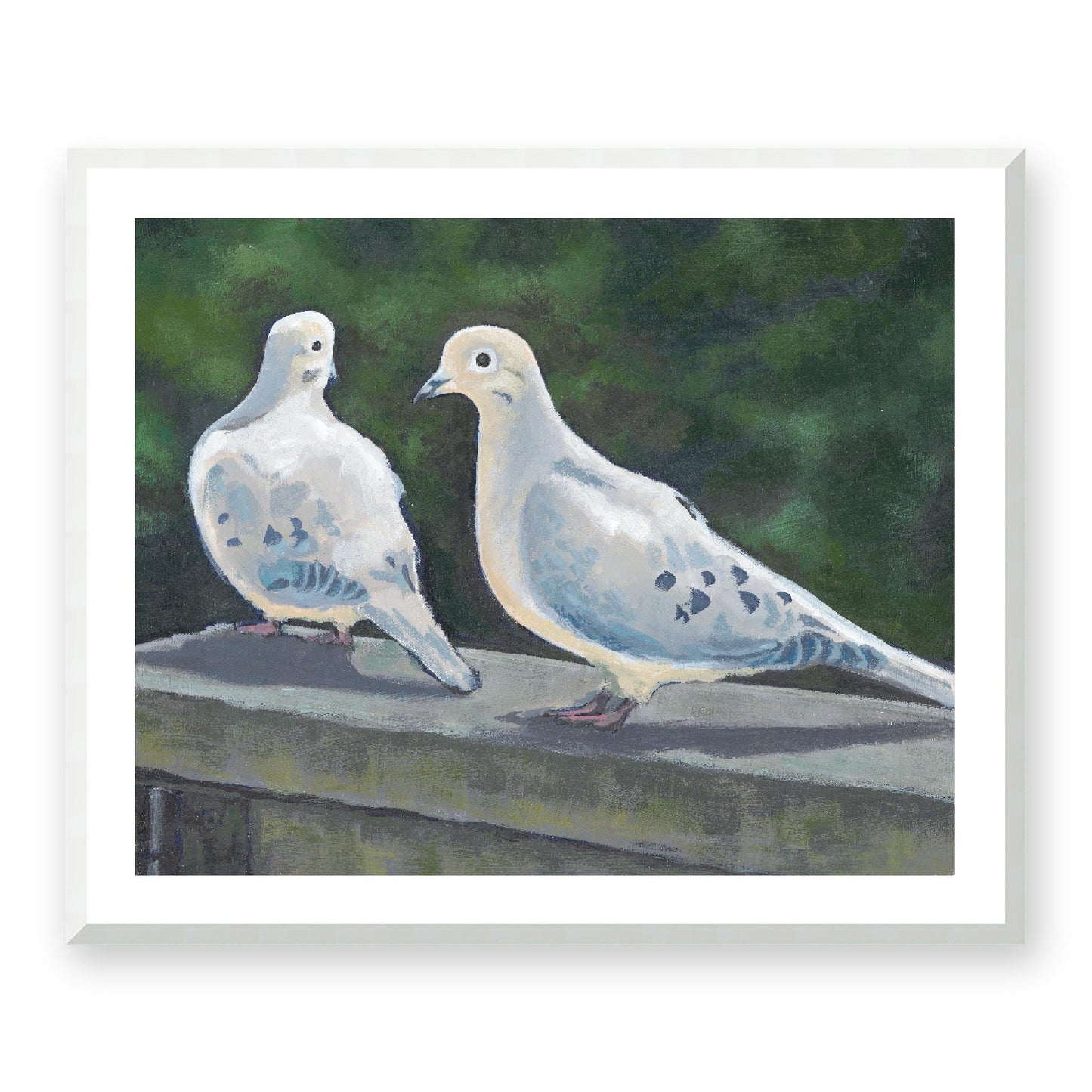 Framed Fine Art Print, White Mat - 14x12 19x16 24x20 29x24 34x28 39x32 inches | Mourning Doves in Acrylic, FPH-1000-1125, Prints, Fine art, White Frame, 86 x 71 cm, 34 x 28 inches