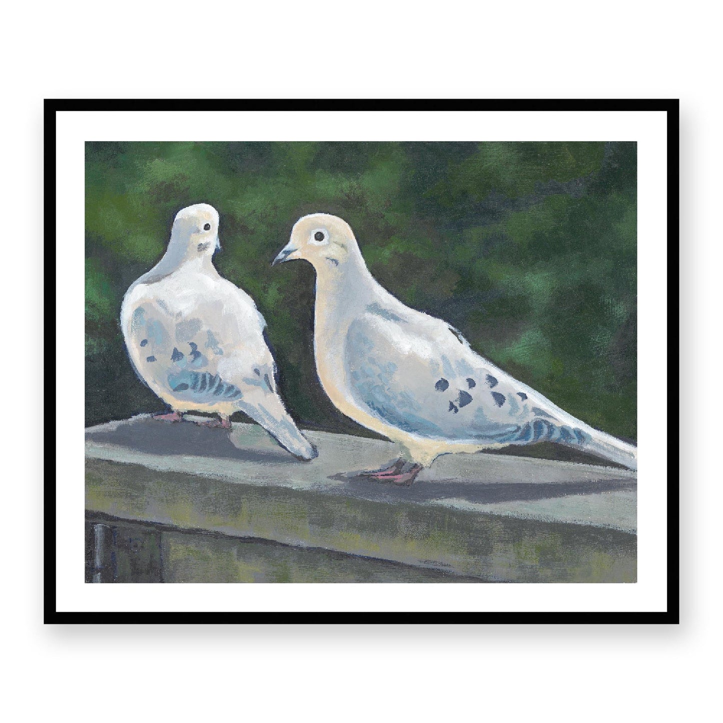 Framed Fine Art Print, White Mat - 14x12 19x16 24x20 29x24 34x28 39x32 inches | Mourning Doves in Acrylic, FPH-1000-1125, Prints, Fine art, Black Frame, 99 x 81 cm, 39 x 32 inches
