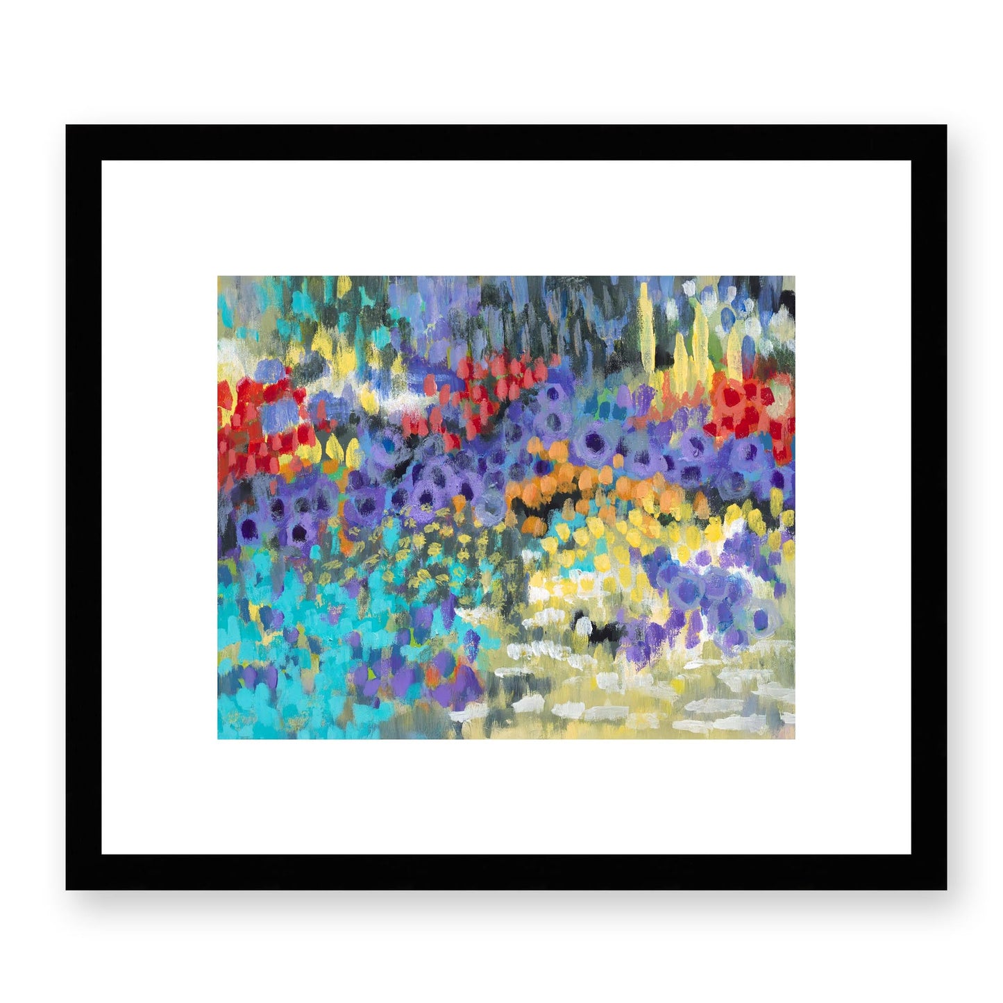 Framed Fine Art Print, White Mat - 14x12 19x16 24x20 29x24 34x28 39x32 inches | Floral Garden Two in Acrylic, FPH-1000-1145, Prints, Fine art, Black Frame, 36 x 30 cm, 14 x 12 inches