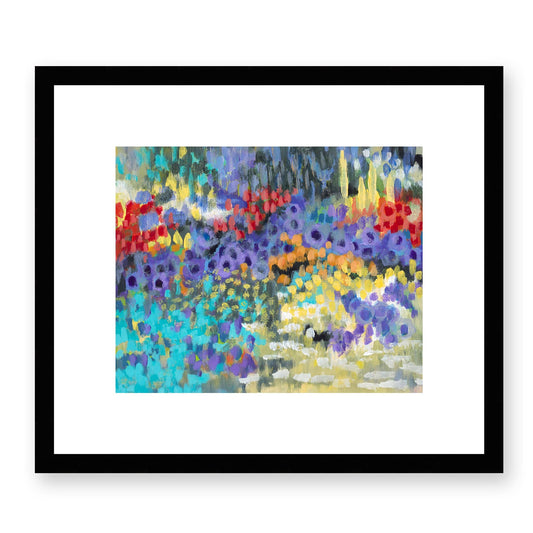 Framed Fine Art Print, White Mat - 14x12 19x16 24x20 29x24 34x28 39x32 inches | Floral Garden Two in Acrylic, FPH-1000-1145, Prints, Fine art, Black Frame, 36 x 30 cm, 14 x 12 inches