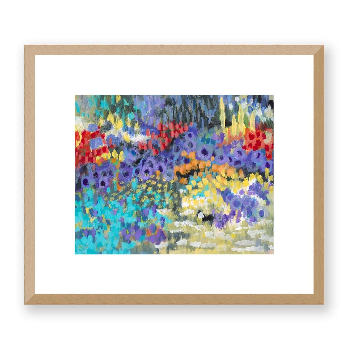 Framed Fine Art Print, White Mat - 14x12 19x16 24x20 29x24 34x28 39x32 inches | Floral Garden Two in Acrylic, FPH-1000-1145, Prints, Fine art, Natural Frame, 36 x 30 cm, 14 x 12 inches