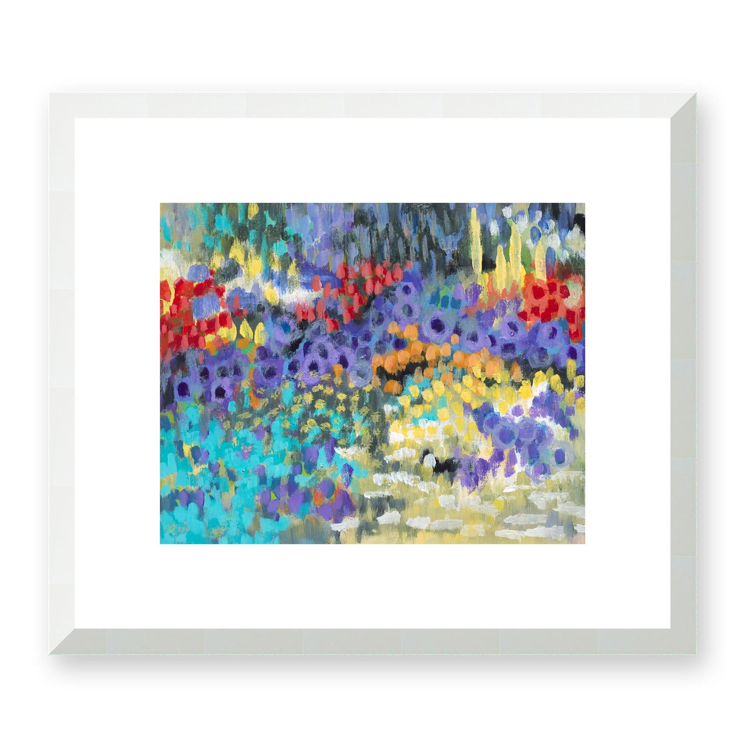 Framed Fine Art Print, White Mat - 14x12 19x16 24x20 29x24 34x28 39x32 inches | Floral Garden Two in Acrylic, FPH-1000-1145, Prints, Fine art, White Frame, 36 x 30 cm, 14 x 12 inches