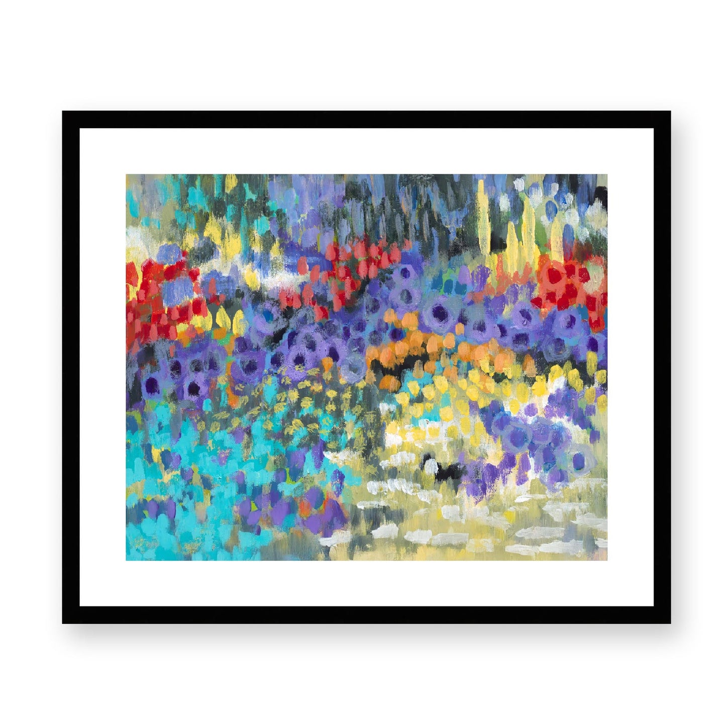 Framed Fine Art Print, White Mat - 14x12 19x16 24x20 29x24 34x28 39x32 inches | Floral Garden Two in Acrylic, FPH-1000-1145, Prints, Fine art, Black Frame, 61 x 51 cm, 24 x 20 inches