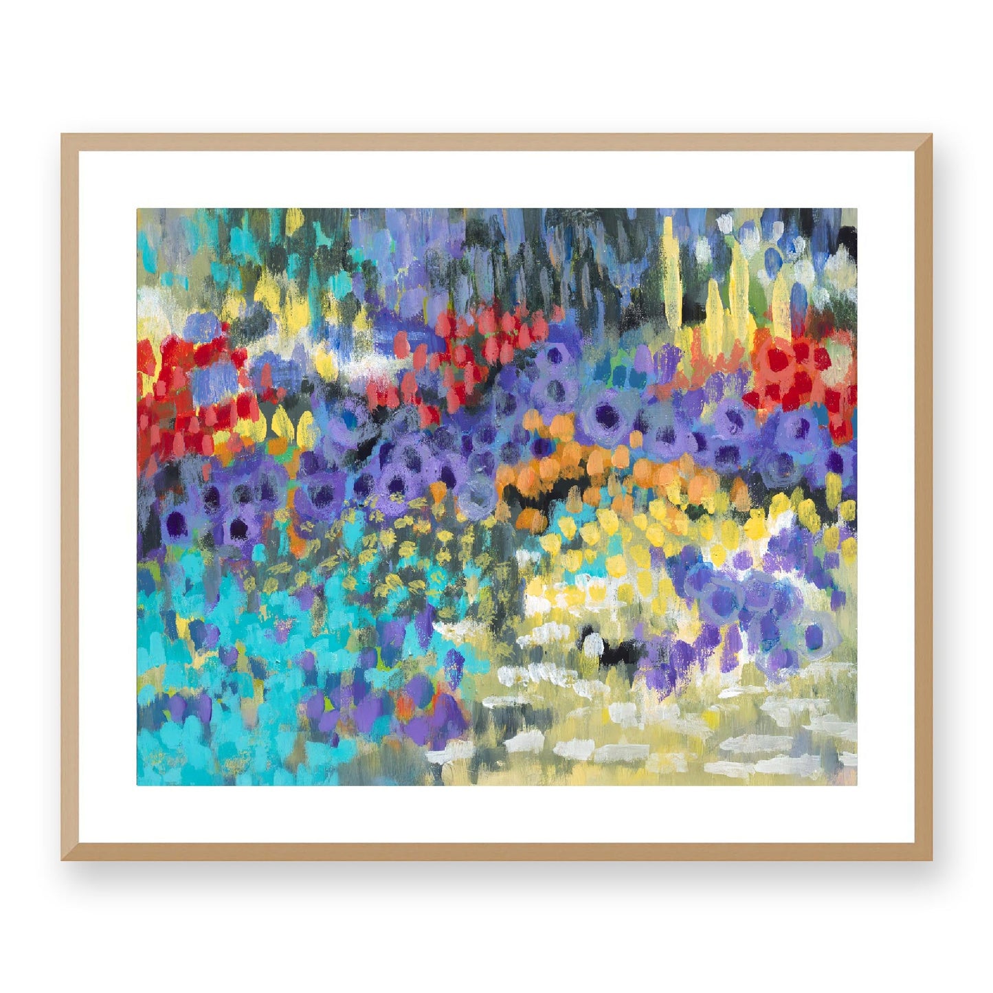 Framed Fine Art Print, White Mat - 14x12 19x16 24x20 29x24 34x28 39x32 inches | Floral Garden Two in Acrylic, FPH-1000-1145, Prints, Fine art, Natural Frame, 74 x 61 cm, 29 x 24 inches